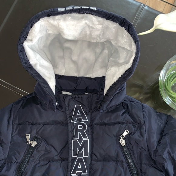 Ramys ARMANI ベビー　ダウン Armani Baby Girls Red Puffer Jacket – Petit New York